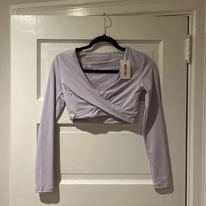 Long sleeve purple workout top